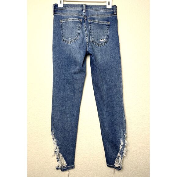 We The Free Distressed Stretch Straight Skinny Jean Raw Chewed Hem Sz 26 - Picture 3 of 6